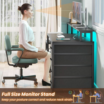 66 Inch Computer Desk 5 Drawers For Home Office Workspace