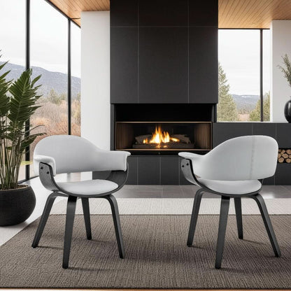 Adalyn Faux Leather Dining Room Accent Chair Gray Black Wood Base