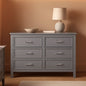 Charlie 6 Drawer Double Dresser Grey For Nursery And Kids Bedroom Storage