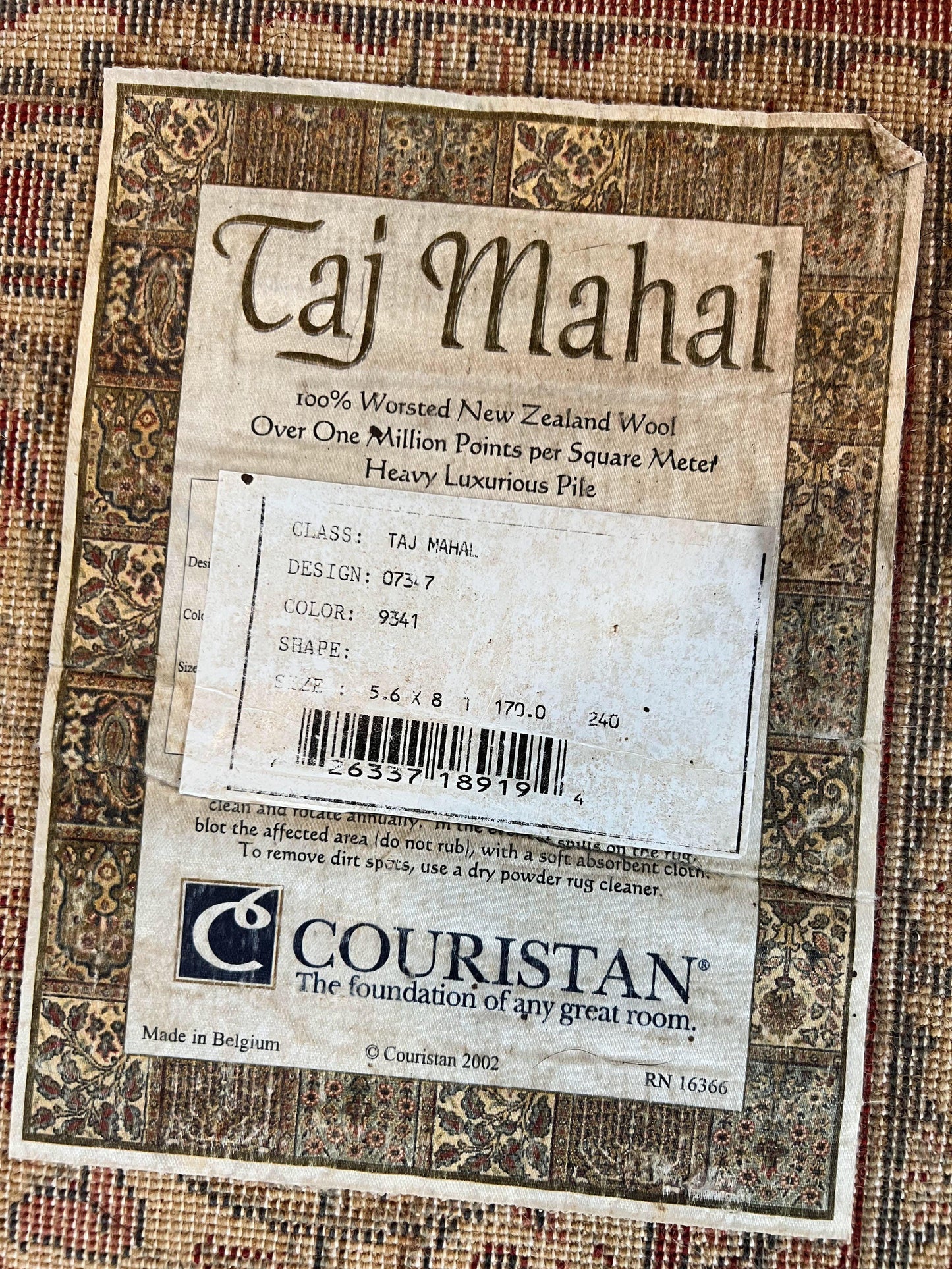 Couristan Rug 5.6 x 8, Floral Medallion, Dark Red Cream, Belgium Power Loomed Rug, Taj Mahal Rug, Vintage Oriental Wool Carpet