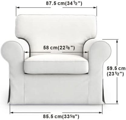 Ektorp Armchair Slipcover Cotton Grey Replacement For IKEA