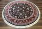 Round Sino Persian Rug 6x6, Floral, Navy Blue and Red, Wool and Silk Highlights