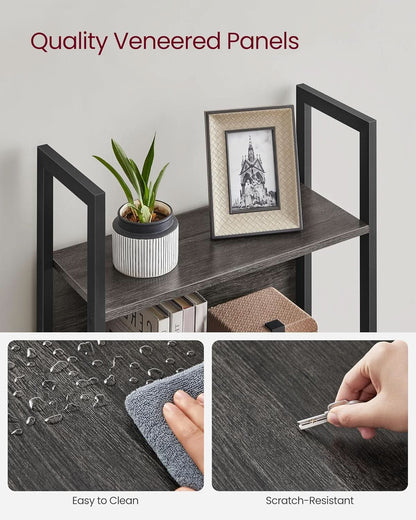 Five Tier Bookshelf With Steel Frame Charcoal Gray Black