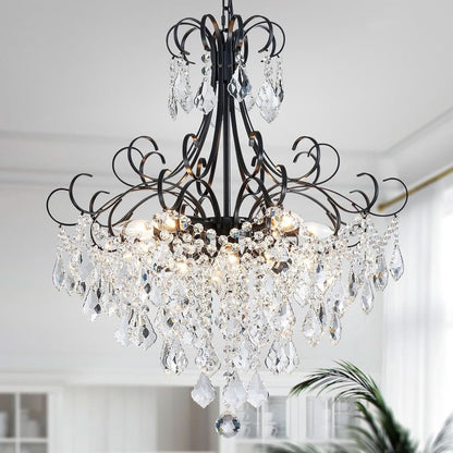 Black Crystal Chandelier 10 Light Pendant Ceiling Fixture