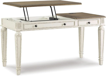 Realyn French Country 60 Inch Lift Top Desk USB Charging