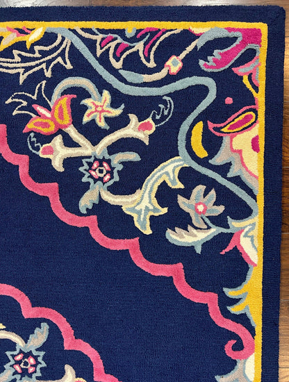 Safavieh Rug 8x10 Belagio Collection, Navy Blue Pink Yellow, Power-Loomed Wool Carpet, Floral Area Rug, Modern Rug, Room Sized 8 x 10 ft Rug