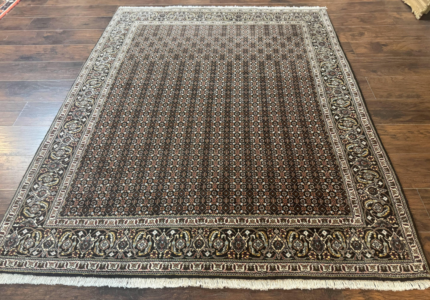 Persian Tabriz Rug 5x7, Black, Allover Pattern