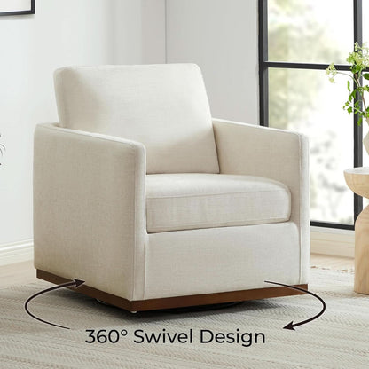 Swivel Linen Accent Armchair Mid Century Modern 360 Swivel