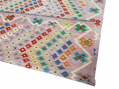 Pink Kilim Rug 6x8 Colorful Turkish Kilim Rug 6 x 8 Flat Weave Kilim Playful Kilim Multicolor Anatolian Chobi New Kilim