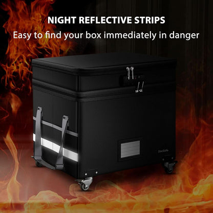 Fireproof File Box With Lock Wheels Rolling Portable