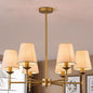 Gold Farmhouse Chandelier 6 Light Linen Shade Fixture