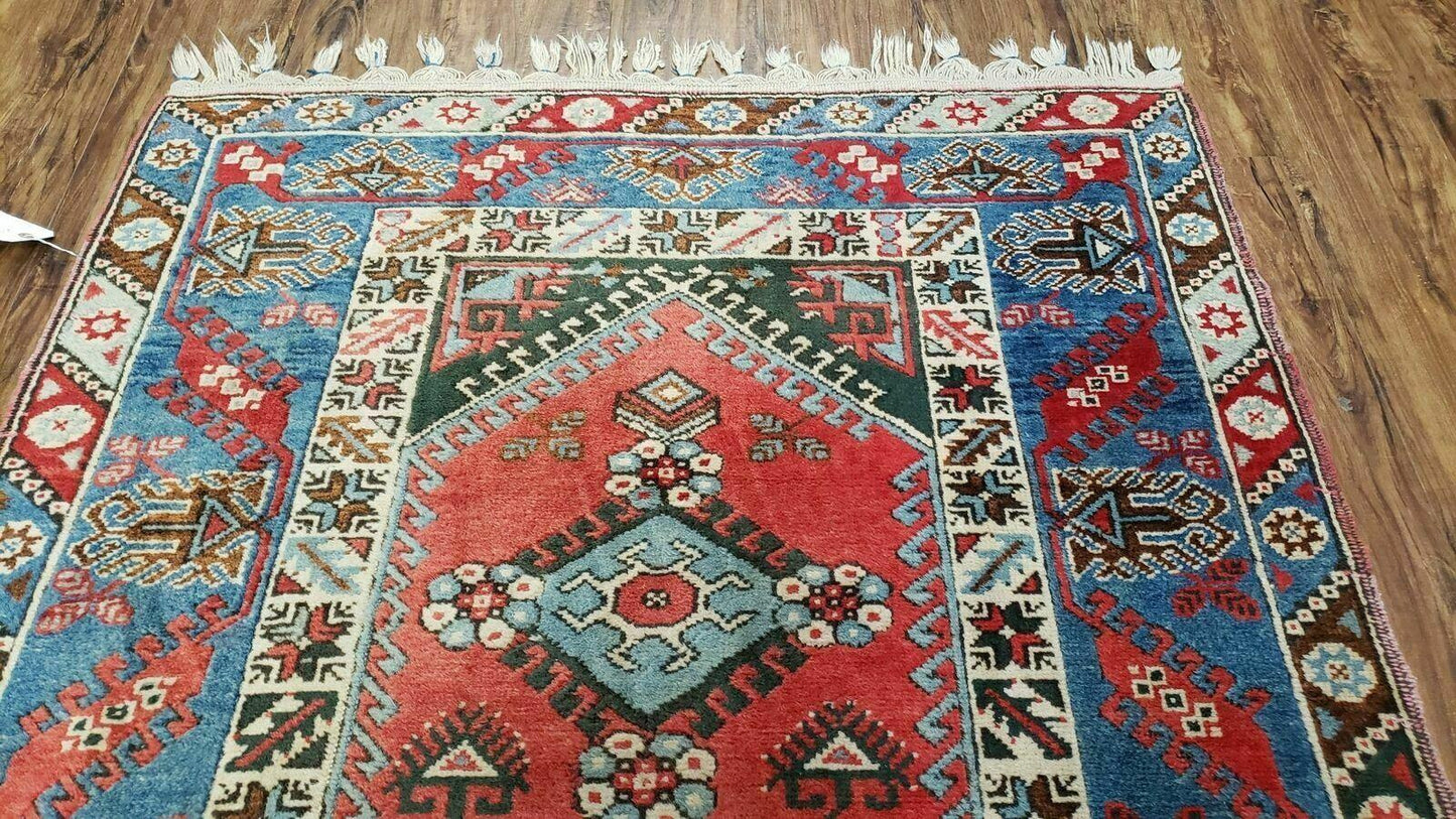 4' X 6' Handmade Turkish Super Kazak Shirvan Wool Rug Colorful