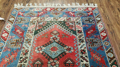 4' X 6' Handmade Turkish Super Kazak Shirvan Wool Rug Colorful