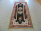 Antique Moroccan Runner Rug 3x7, Moroccan Prayer Rug, Double Mehrab Prayer Arches, Black and Red, Hand-Knotted Wool Carpet, Hallway Rug Nice