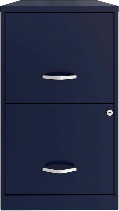 Navy Two Drawer File Cabinet With Smooth Glide Drawers, 14.2 By 18 By 24.5 Inches