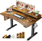 Brown 47.2 Inch Standing Desk Monitor Riser Drawers