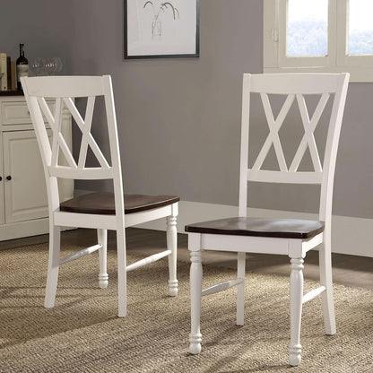Shelby Distressed White X Back Dining Chairs Set Of 2
