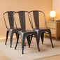 Dark Grey Metal Dining Chairs Set Of Four Durable X Bar Design
