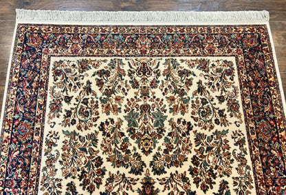 Karastan Rug 5.9 x 9, Ivory Sarouk #760, Wool Vintage Original Collection 700 Series