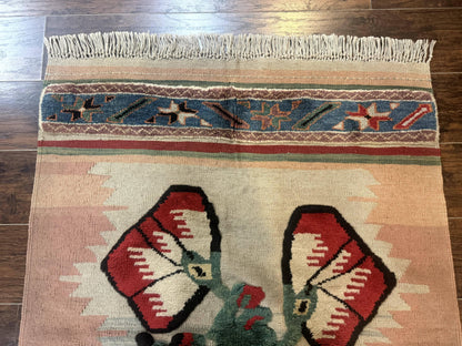 Turkish Kilim Rug 2.5 x 4.7, Flatweave Bohemian Blanket Rug, Wall Hanging Tapestry Rug