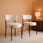 White Boucle Dining Chairs Set Of 2 For Dining Room