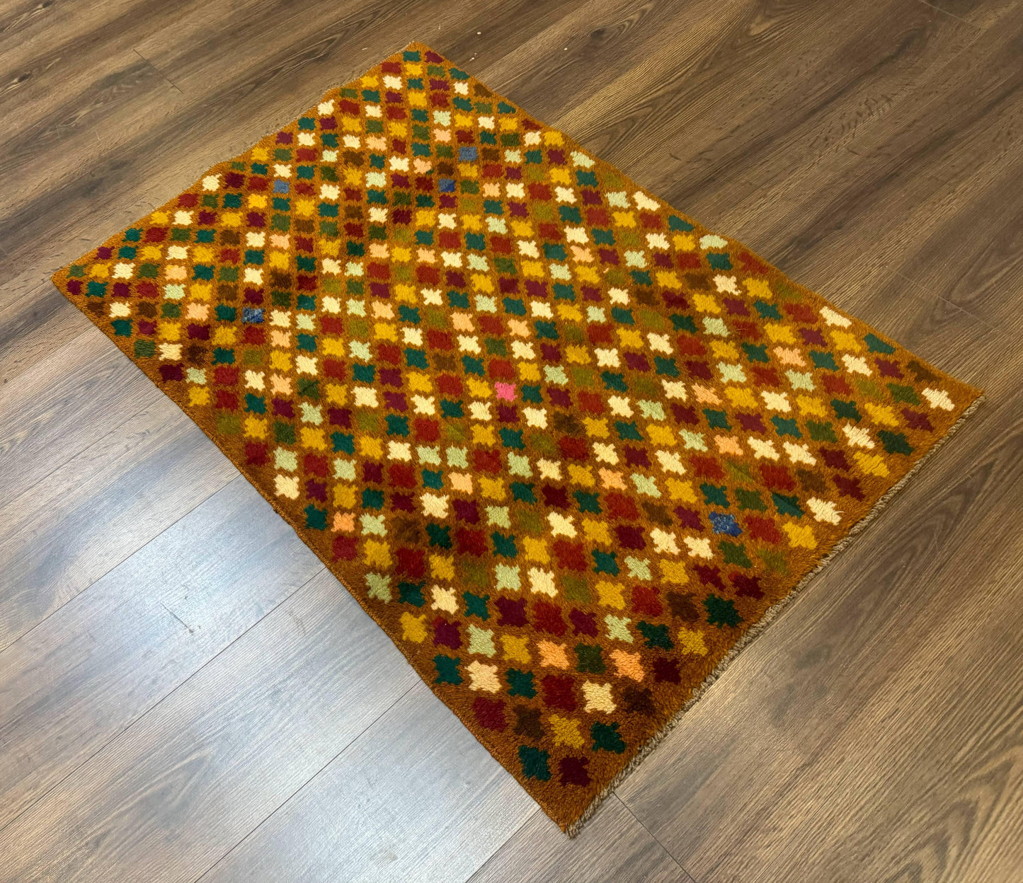 Balouch Rug 3x4, Burnt-Orange, Multicolor, Afghan Rug