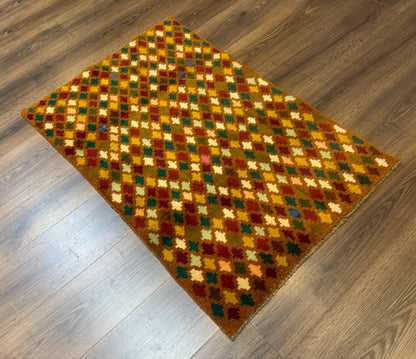 Balouch Rug 3x4, Burnt-Orange, Multicolor, Afghan Rug