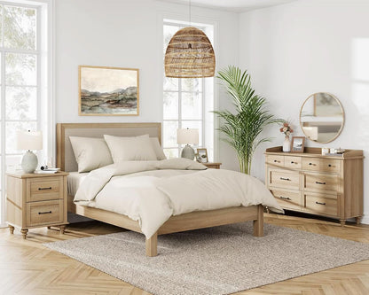 Oak Dresser With Six Deep Drawers Storage Unit For Bedroom