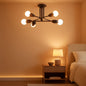 Modern Sputnik Chandelier Six Light Ceiling Fixture With Six LED Bulbs Black