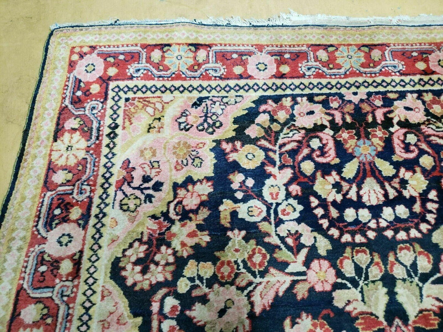 4' X 6' Antique Handmade India Floral Oriental Wool Rug Carpet Organic Blue