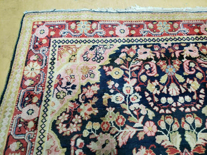 4' X 6' Antique Handmade India Floral Oriental Wool Rug Carpet Organic Blue