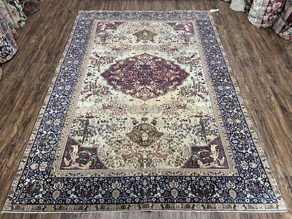 Rare Antique Indian Agra Rug, Early 20th Century Indian Carpet, Animal and Angel Motifs, Hunting Scene, Collectible Oriental Carpet, Wow