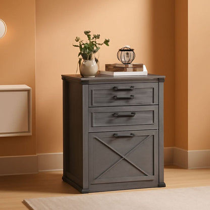 Misty Gray File Cabinet 3 Drawer Modern Farmhouse Style