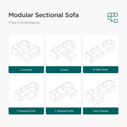 L Shaped Convertible Modular Sectional Sofa Cream Chaise