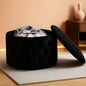 Twenty EightInch Velvety Round Storage Ottoman Black Tufted