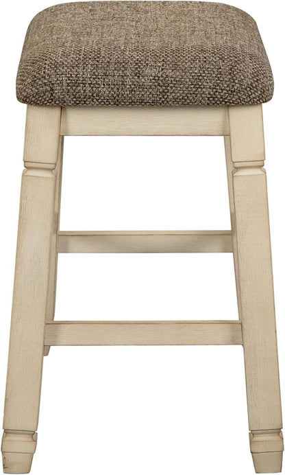 24 Inch Counter Height Upholstered Bar Stool Set Whitewash