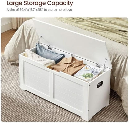 Cloud White LargeCapacity Storage Bench Hinges Chest