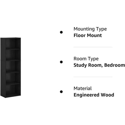 Blackwood 5-Tier Open Storage Shelves Bookcase For Living Room