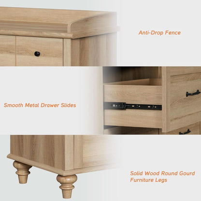 Oak Dresser With Six Deep Drawers Storage Unit For Bedroom