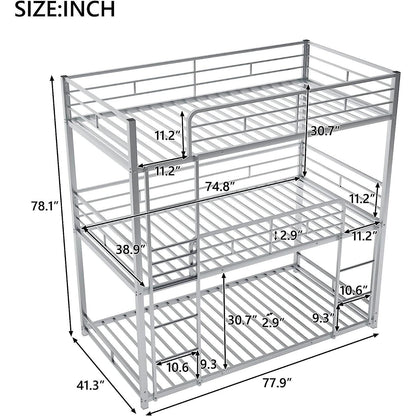 Black Triple Metal Bunk Bed Twin XL Full Queen Sizes