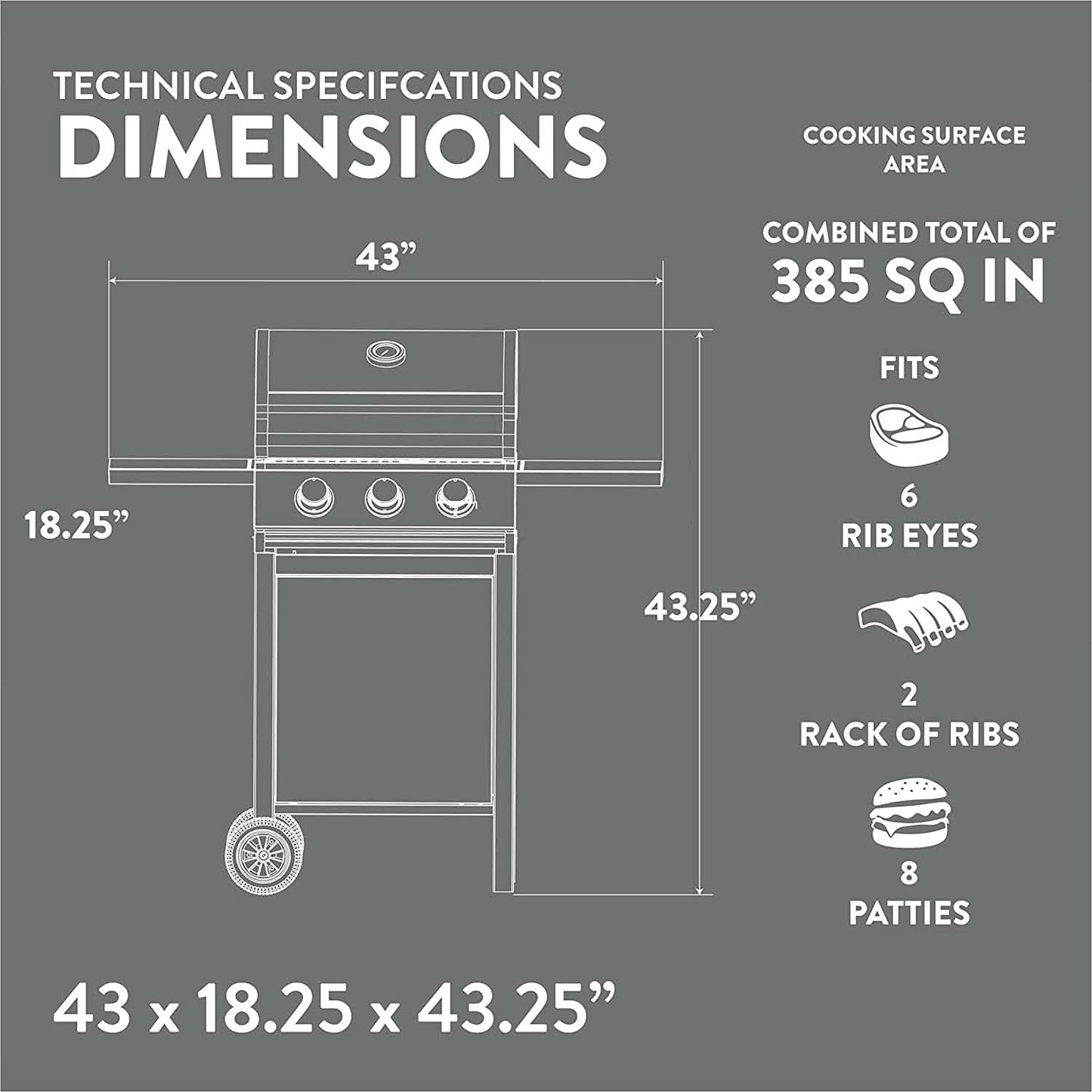 3 Burner Stainless Steel Propane Gas Grill With Cabinet