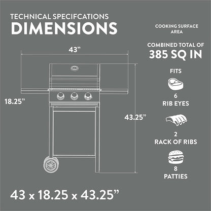 3 Burner Stainless Steel Propane Gas Grill With Cabinet