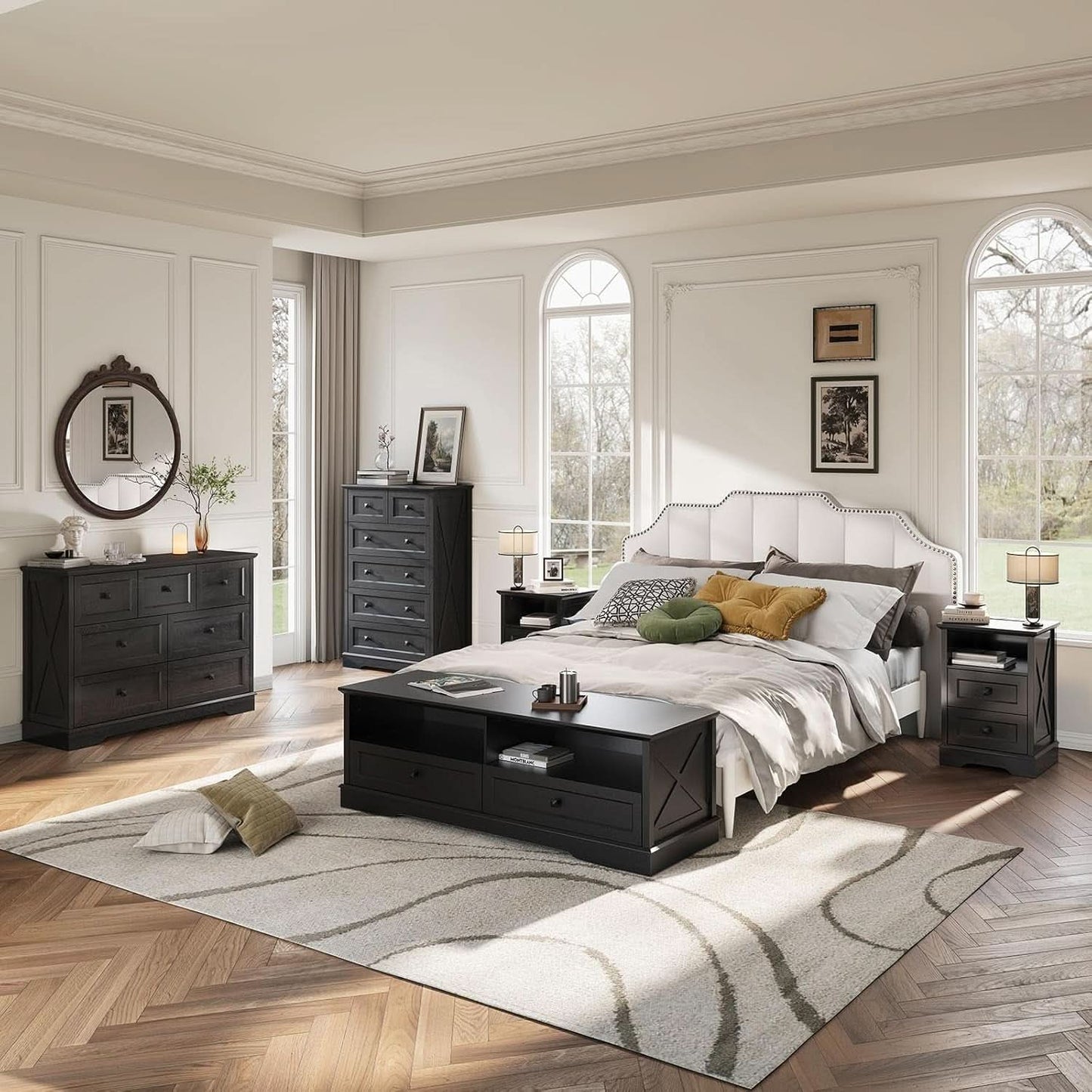 Tall Black Six Drawer Dresser Contemporary Storage