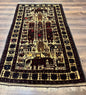 Persian Baluch Tribal Rug 4x6, Human and Bird Pictorials, Vintage, Wool, Collectible