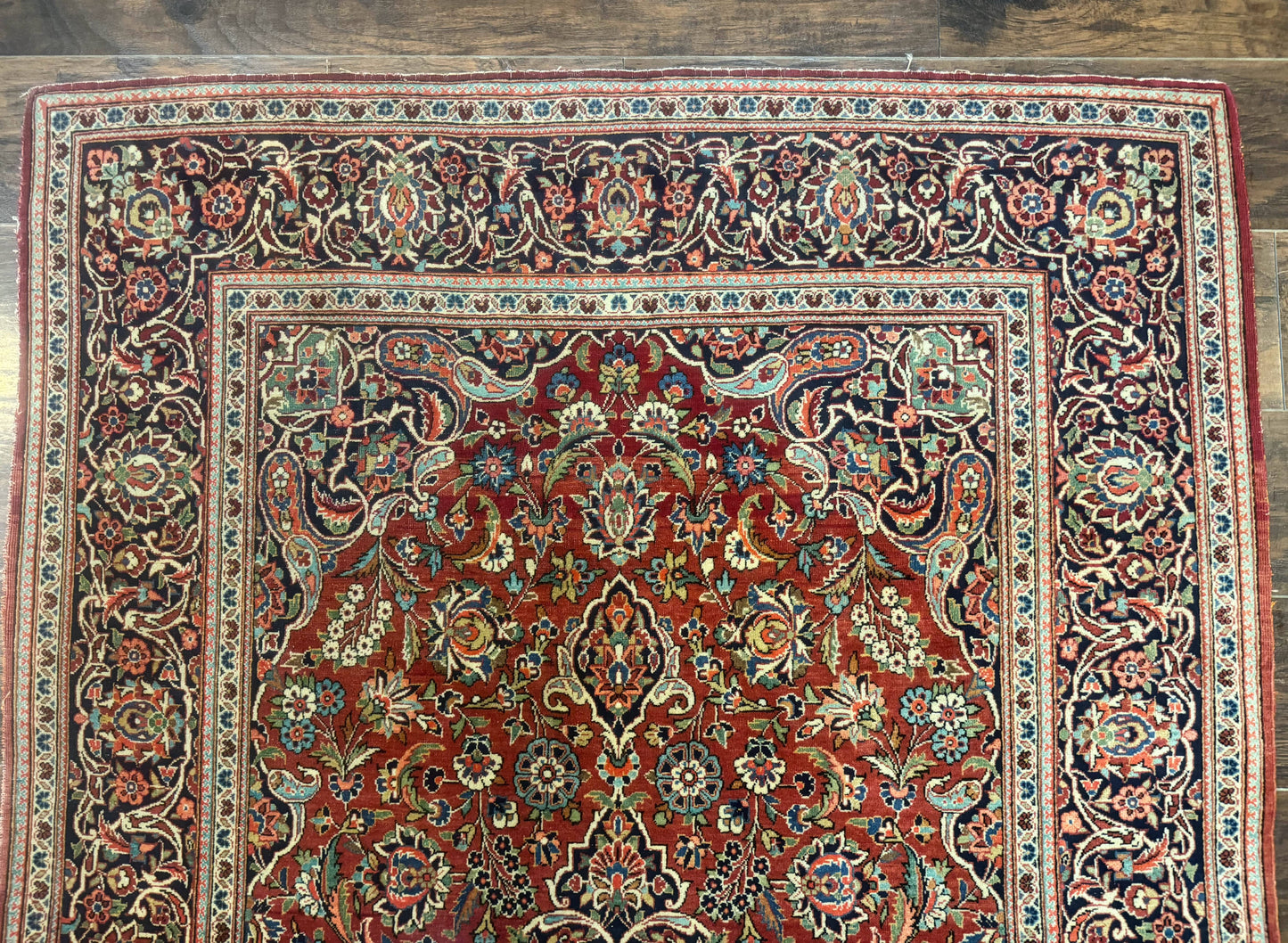 Persian Kashan Rug 4x7, Red, Floral Medallion, Vintage, Wool