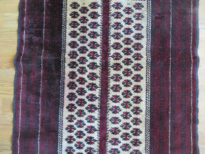 3' X 5' Handmade Fine Knotted Balouch Turkoman Prayer Silk Wool Rug