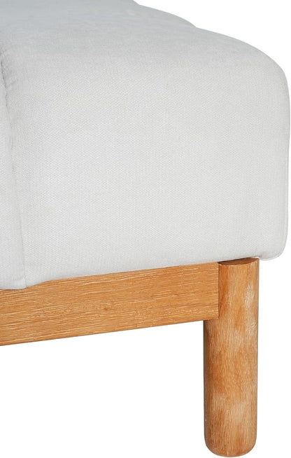 Square White Upholstered Ottoman Featuring Dense Foam