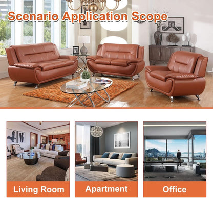 Orange Leather Sofa For Living Room With Minimalist Design