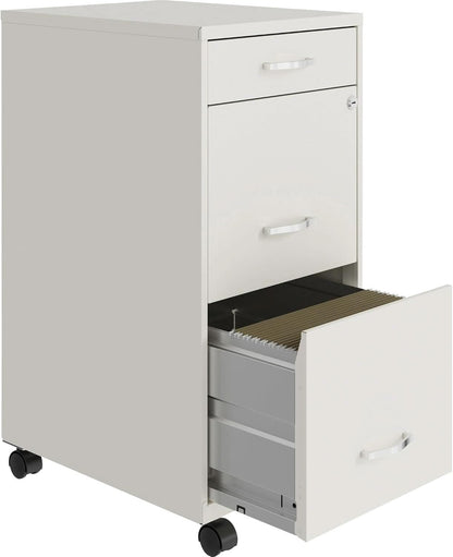 LYS SOHO White Mobile File Cabinet 3 Drawer 26.5x14.3x18 In