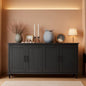 Black 62 Inch Coffee Bar Cabinet Four Doors Storage